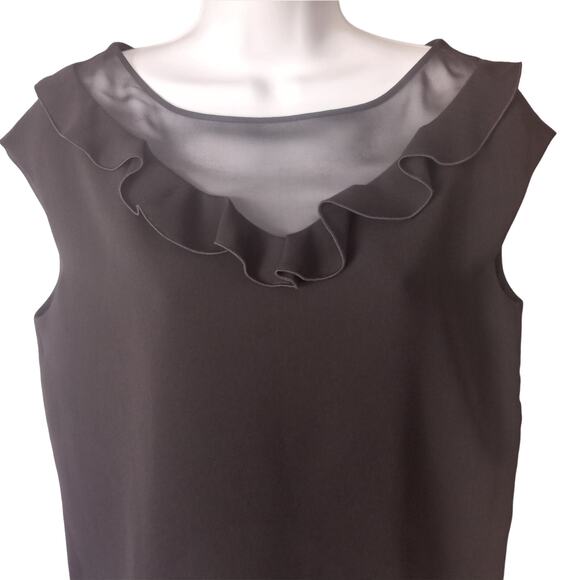 Max Mara Sheer and Ruffle Neckline Cap Sleeve Dress - Picture 2 of 9